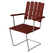 Grythyttan Stålmöbler, A2 fåtölj Mörkröd lackad ek / galv