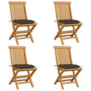 vidaXL Trädgårdsstolar med taupe dynor 4 st massiv teak
