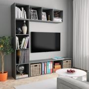vidaXL Bokhylla/TV-bänk 3 delar set grå 180x30x180 cm