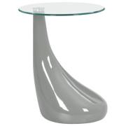 vidaXL Soffbord med rund glasskiva högglans grå
