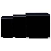 vidaXL Satsbord 3 st svart 42x42x41,5 cm härdat glas