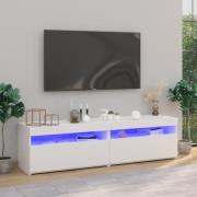 vidaXL Tv-bänkar med LED-belysning 2 st vit högglans 75x35x40 cm