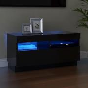 vidaXL TV-bänk med LED-belysning svart högglans 80x35x40 cm