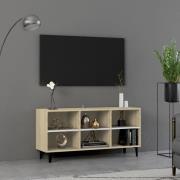 vidaXL TV-bänk med metallben vit och sonoma-ek 103,5x30x50 cm