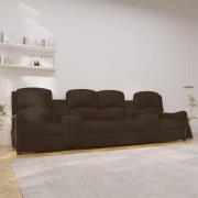 vidaXL 4-sits reclinerfåtölj med mugghållare brun glansig konstläder