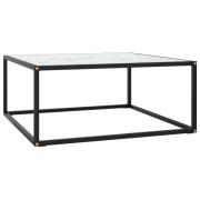 vidaXL Soffbord med svart vit marmor glas 80x80x35 cm
