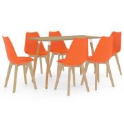 vidaXL Matgrupp 7 delar orange