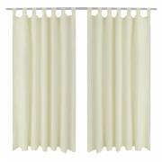 2-pack gardiner med öglor i gräddvit microsatin 140 x 245 cm