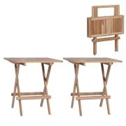 vidaXL Hopfällbara cafébord 2 st 60x60x65 cm massiv teak