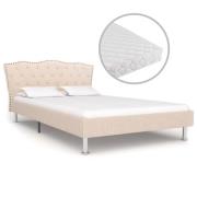 vidaXL Säng med madrass beige tyg 120x200 cm