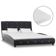 vidaXL Säng med madrass svart konstläder 120x200 cm
