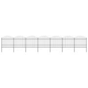 vidaXL Trädgårdsstaket med spjuttopp stål (1,5-1,75)x11,9 m svart