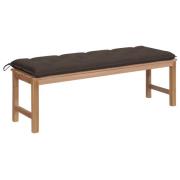 vidaXL Trädgårdsbänk med taupe dyna 150 cm massiv teak