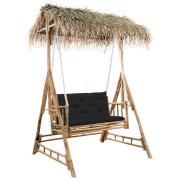 vidaXL 2-sits hammock med palmblad och dyna bambu 202 cm