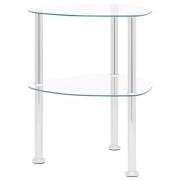 vidaXL Sidobord med 2 hyllplan genomskinligt 38x38x50 cm härdat glas