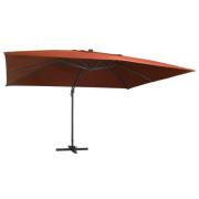 vidaXL Frihängande parasoll med LED terrakotta 400x300 cm