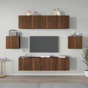 vidaXL Tv-skåp 6 delar brun ek konstruerat trä