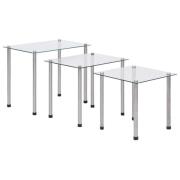vidaXL Satsbord 3 st genomskinlig härdat glas