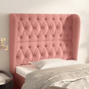 vidaXL Sänggavel med kanter rosa 93x23x118/128 cm sammet