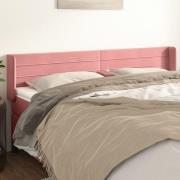 vidaXL Sänggavel med kanter rosa 203x16x78/88 cm sammet