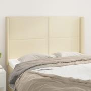 vidaXL Sänggavel med kanter gräddvit 147x16x118/128 cm konstläder