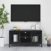 vidaXL TV-bänk svart 105x35x52 cm stål och glas