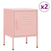 vidaXL Sängbord 2 st rosa 35x35x51 cm stål