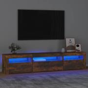 vidaXL Tv-bänk med LED-belysning Rökfärgad ek 195x35x40 cm