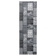 vidaXL Gångmatta grå BCF med blockmönster 80x250 cm