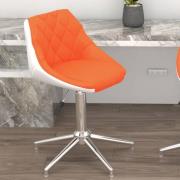 vidaXL Kontorsstol snurrbar orange och vit konstläder