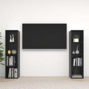vidaXL TV-skåp 2 st svart högglans 142,5x35x36,5 cm konstruerat trä