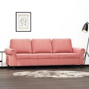 vidaXL 3-sitssoffa rosa 180 cm sammet