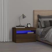 vidaXL Sängbord med LED-belysning brun ek 60x35x40 cm