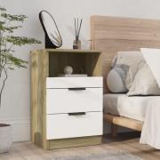 vidaXL Sängbord vit och sonoma-ek konstruerat trä