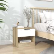 vidaXL Sängbord vit och sonoma-ek konstruerat trä