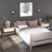 vidaXL Väggmonterade sängbord 2 st vit och sonoma-ek