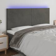 vidaXL Sänggavel LED mörkgrå 180x5x118/128 cm sammet