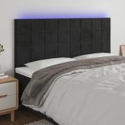 vidaXL Sänggavel LED svart 180x5x118/128 cm sammet