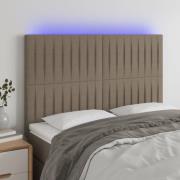 vidaXL Sänggavel LED taupe 144x5x118/128 cm tyg