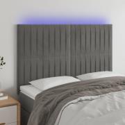 vidaXL Sänggavel LED ljusgrå 144x5x118/128 cm sammet