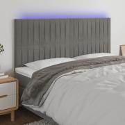 vidaXL Sänggavel LED ljusgrå 180x5x118/128 cm sammet