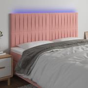 vidaXL Sänggavel LED rosa 200x5x118/128 cm sammet