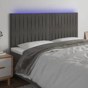 vidaXL Sänggavel LED mörkgrå 180x5x118/128 cm sammet