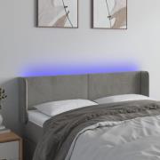 vidaXL Sänggavel LED ljusgrå 147x16x78/88 cm sammet