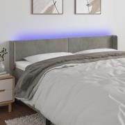 vidaXL Sänggavel LED ljusgrå 163x16x78/88 cm sammet