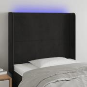 vidaXL Sänggavel LED svart 83x16x118/128 cm sammet