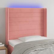 vidaXL Sänggavel LED rosa 103x16x118/128 cm sammet