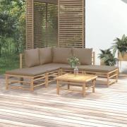 vidaXL Loungegrupp 6 delar taupe dynor bambu