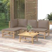 vidaXL Loungegrupp 5 delar taupe dynor bambu