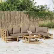 vidaXL Loungegrupp 8 delar taupe dynor bambu